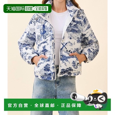 自营tcecAntique Print Zip Up Snap Button Puffer Jacket In Na