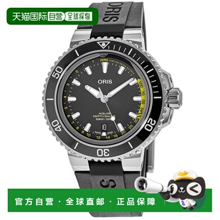 自营 Oris Aquis 深度计黑色表盘橡胶表带男式手表 01 733 7755 4