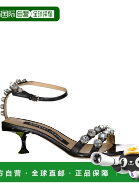 自营Sergio Rossi Calfskin Strap-On Women's Sandals - black