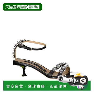 自营Sergio Rossi Calfskin Strap-On Women's Sandals - black