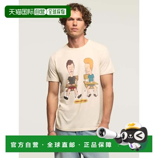 自营Lucky Brand男士Beavis和Butthead书桌t恤-米色 美国奥莱直发