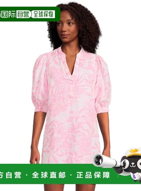 自营Lilly Pulitzer Mialeigh Dress Women's Pink Linen Puff Sl