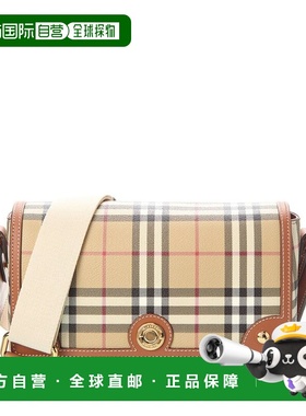 自营Burberry Note Check E-Canvas & Leather Shoulder Bag - br