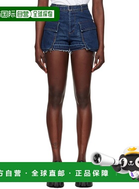 1h可退 香港直邮潮奢 Sacai 女士 蓝色束带牛仔短裤 SCW211休闲裤
