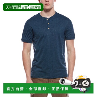 自营WEATHERPROOF VINTAGE Sueded Jersey Henley T-Shirt - blue