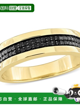 自营 Mimi & Max 1/10 克拉 TDW 黑钻石男士双排周年纪念戒指镀黄