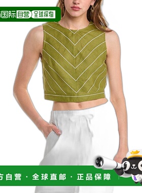 自营 Nicholas Lucienne 亚麻混纺上衣 - 绿色 美国奥莱直发