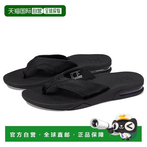1h可退 香港直邮潮奢 reef 男士 Fanning 拖鞋 black黑色 舒适时