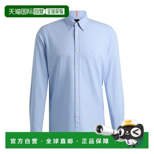 自营 boss牛津棉纽扣式常规合身衬衫-浅蓝色 美国奥莱直发长袖