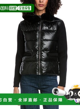 自营La Fiorentina Metallic Puffer Jacket - black 美国奥莱直