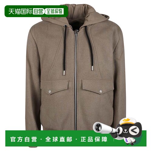 自营moose knucklesElington结构化连帽羊毛混纺飞行员夹克-棕色