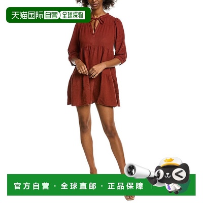 自营HONORINE 吉赛尔迷你早秋新款连衣裙 红色 美国奥莱直发