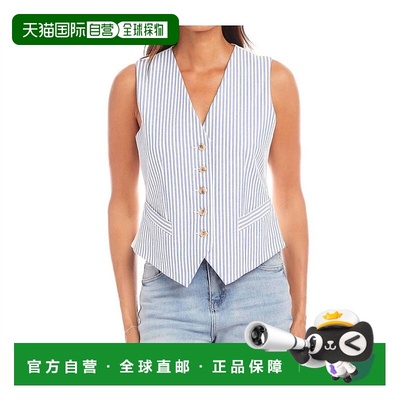 自营karen kaneButton Up Vest In Blue Stripe - blue stripe 美