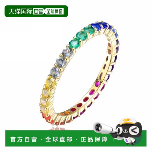 自营genevive纯银 14k 黄金镀层多方晶锆石永恒戒指 - 多色 美国