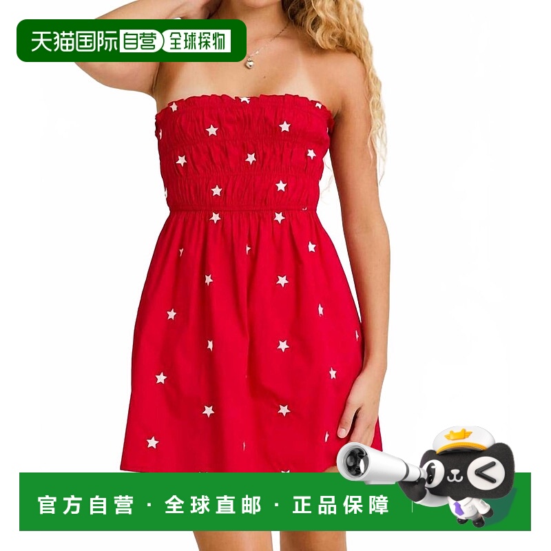 自营 le lis星红色无肩带迷你连衣裙 美国奥莱直发