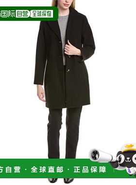 自营Tahari Lina Medium Coat - black 美国奥莱直发外套