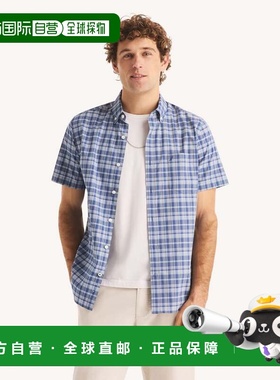 自营Nautica Mens Classic Fit Plaid Short-Sleeve Shirt - unio