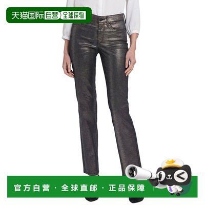 自营NYDJ Marilyn Black Coated Snake Straight Leg Jean - blac