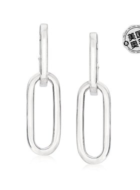 自营 Ross-Simons 意大利纯银回形针环圈吊式耳环 - 白色 美国奥