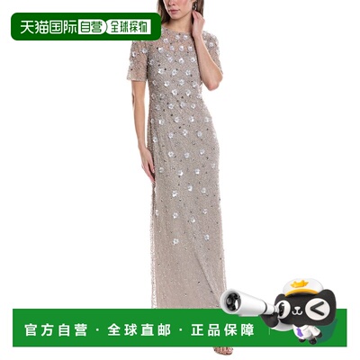 自营Adrianna Papell珠饰礼服-红色 美国奥莱直发连衣裙