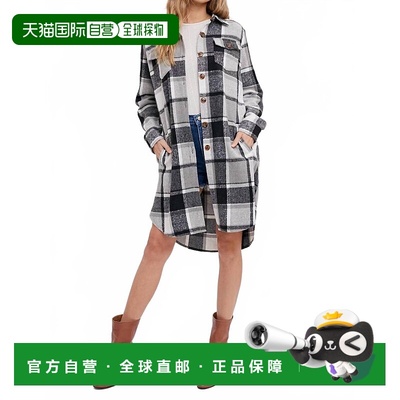 自营bluivyWomen's Flannel Plaid Longline Shacket In Black Pl