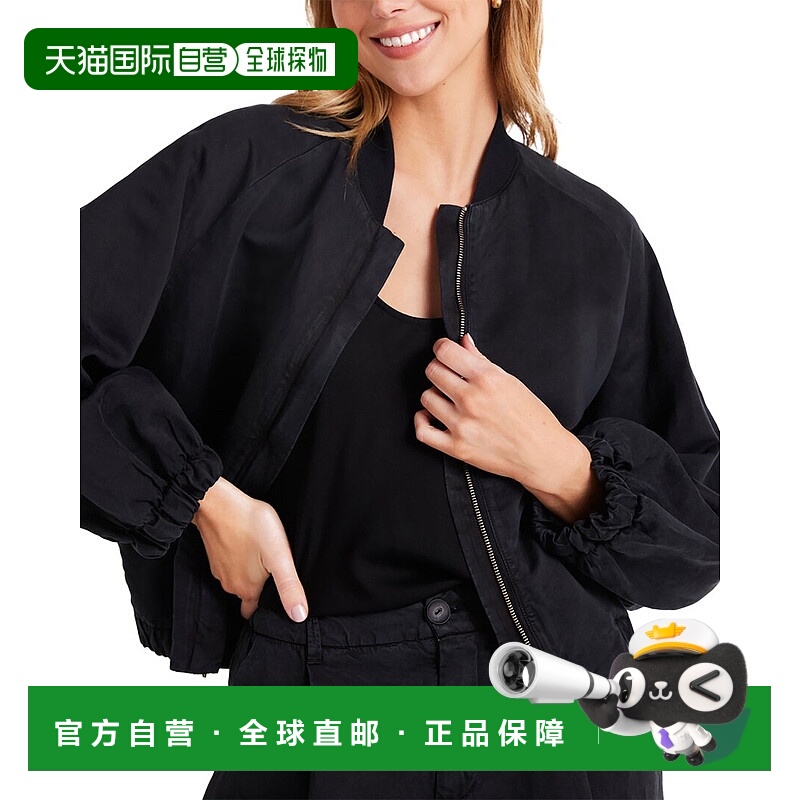 自营 Bella Dahl Chloe干净亚麻混纺炸弹夹克-黑色 美国奥莱直发