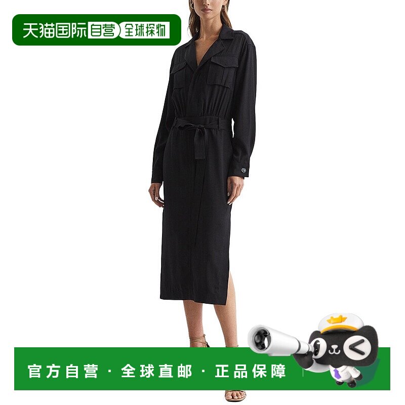 自营 Reiss Gail Safari Midi连衣裙-黑色 美国奥莱直发