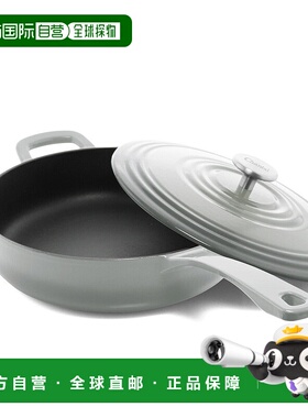 自营 chantal尚塔尔 5 夸脱。圆形铸铁炒锅带盖 - 淡灰色 美国奥