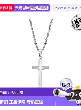 自营blackjack不锈钢抛光十字架项链 银白色 美国奥莱直发