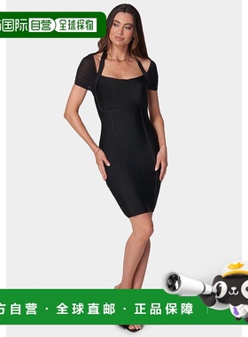 自营Bebe Women's Mesh Overlay Bandage Dress - black 美国奥莱