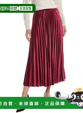 自营Anne Klein褶皱连衣裙-红色 美国奥莱直发半身裙a字裙