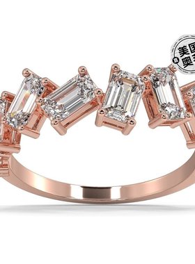 pompeii32 1/2 克拉祖母绿切割莫桑石结婚戒指，10k 白金、黄金或