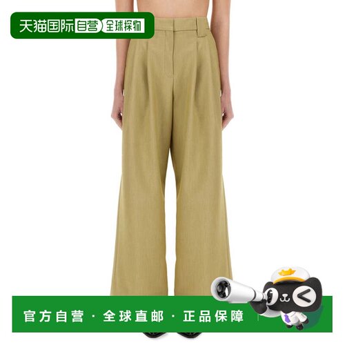 自营ganniMid-Waist Wide-Leg Suit Pants - green 美国奥莱直发