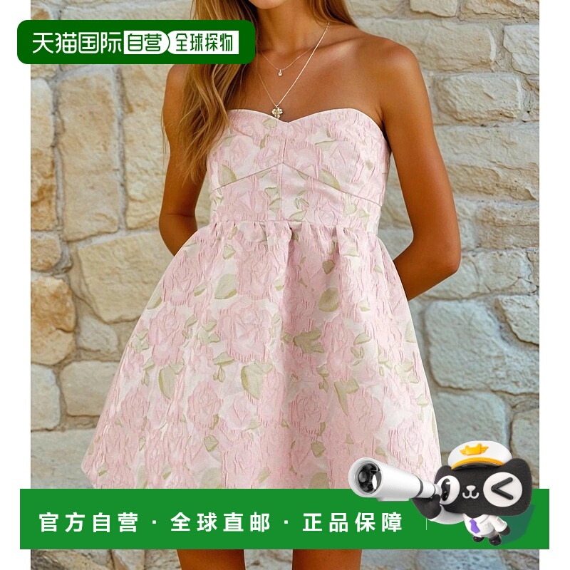 自营blue bJacquard Floral Mini Dress In Pink - pink 美国奥莱