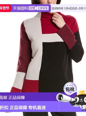 自营T Tahari Color Block Jacquard Sweater - red 美国奥莱直发