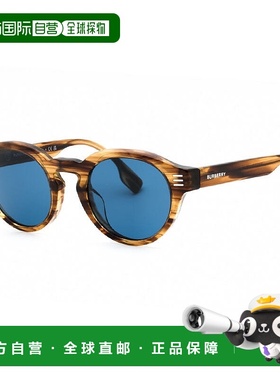 自营Burberry太阳镜圆形全边，棕色镜架和深蓝色镜片Be4404F40968
