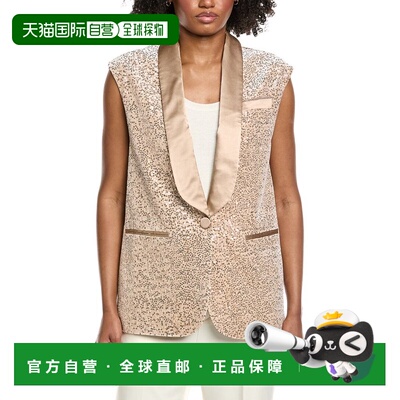 自营Peserico Velvet Sequin Silk-Blend Waistcoat - beige 美国