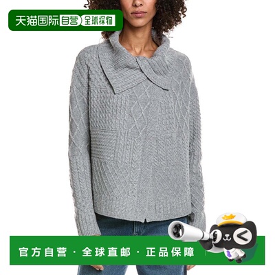 自营InCashmere Mix Cable Stitch Overlap Wool-Blend Cardigan