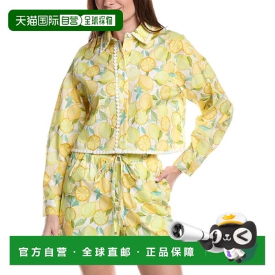 自营Avec Les Filles Cropped Button-Down Shirt - yellow 美国