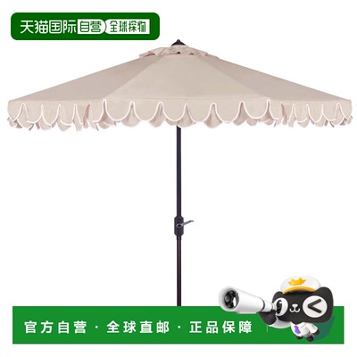 自营safaviehElegant Valance 9Ft Auto Tilt Umbrella - 米色/白