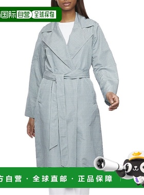 自营 Bernardo Houndstooth系带长雨衣-蓝色 美国奥莱直发