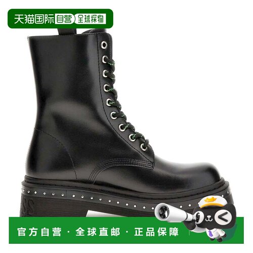 自营guess黑色Joya抛光系带铆钉踝靴-黑色 美国奥莱直发