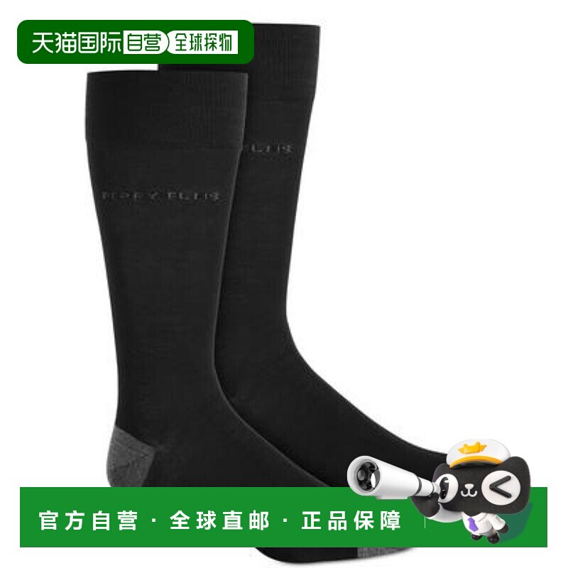 自营 Perry Ellis Portfolio H859601男士黑色人造丝混纺标志MXX1