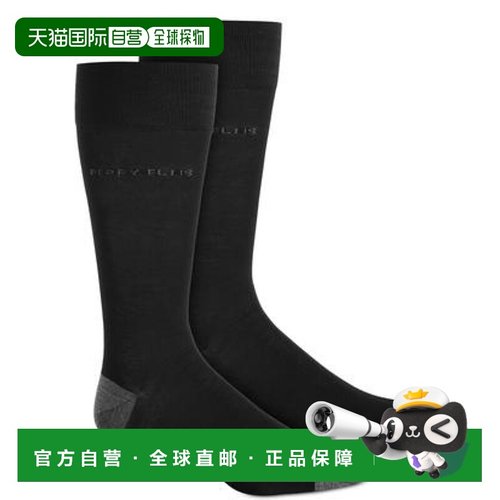 自营 Perry Ellis Portfolio H859601男士黑色人造丝混纺标志MXX1