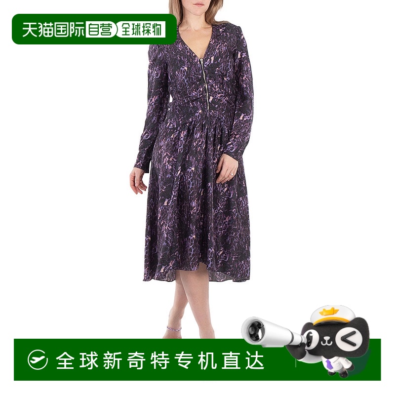 自营 Isabel Marant Magaly丝绸混纺迷笛连衣裙-深李子色 【美国