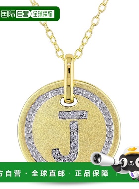 自营 Mimi & Max J 首字母钻石配饰吊坠配镀黄色纯银链条 - 黄色