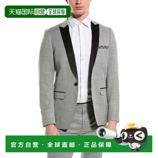 Gray Grosvenor 灰色 Paisley 美 燕尾服夹克 Peak 自营 Slim