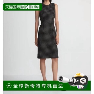 自营 美国奥莱直发 lafayette 148黑色多色蜂窝花呢连衣裙