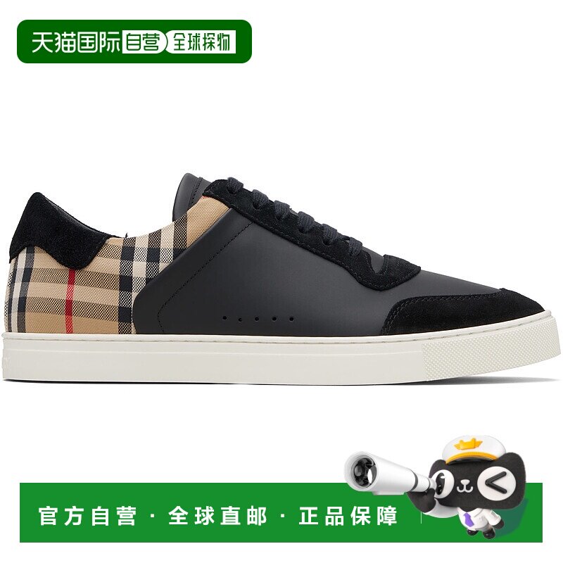 1h可退 香港直邮潮奢 Burberry 巴宝莉 男士 黑色 Suede & Check