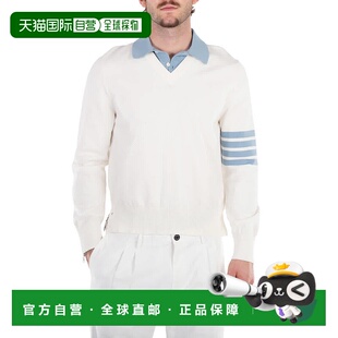 针织白色4条V领翻领套头衫 Browne男式 美国奥莱直发 Thom 自营